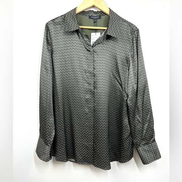 Lafayette 148 New York Scottie Boundless-Buds Long-Sleeve Silk Blouse XL NWT - Picture 3 of 11